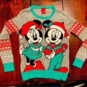 Girls’ Medium Disney Christmas Sweater with Mickey and Minnie
